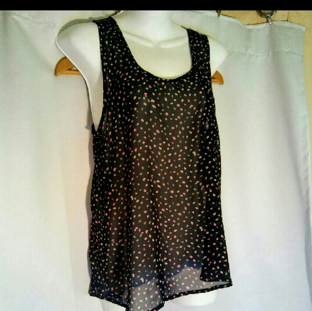 Joelle Sheer Polka Dot Blouse & Scarf, M
